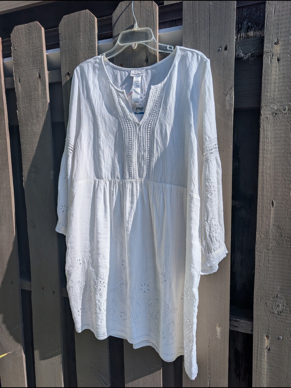 Tommy Bahama White Split Neck Eyelet Dress
